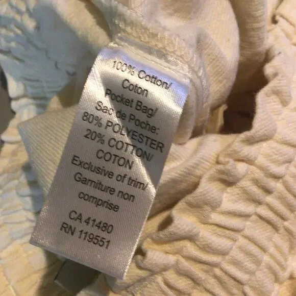 Gentle Fawn Ivory Cotton Paper Bag Cuffed Pants with Rope Belt Size L - Picture 6 of 7